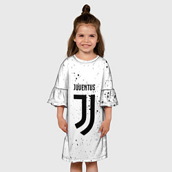 Платье клеш для девочки Juventus черные краски всплеск, цвет: 3D-принт — фото 2