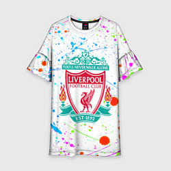 Платье клеш для девочки Ливерпуль неоновые брызги красок, цвет: 3D-принт