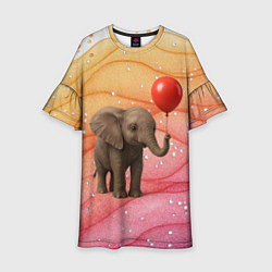 Детское платье Слоненок с красным воздушным шариком