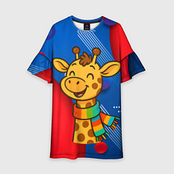 Детское платье Радостныйй жираф в шарфе