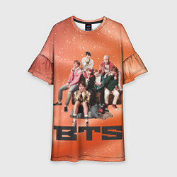 Платье клеш для девочки BTS фотка на диване, цвет: 3D-принт
