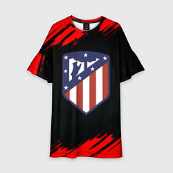 Платье клеш для девочки Атлетико Мадрид красные краски, цвет: 3D-принт