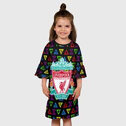 Платье клеш для девочки Liverpool pattern neon, цвет: 3D-принт — фото 2