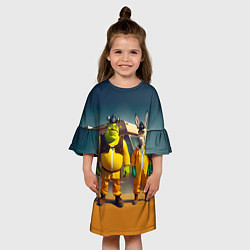 Платье клеш для девочки Шрек и Данки пустились во все тяжкие, цвет: 3D-принт — фото 2