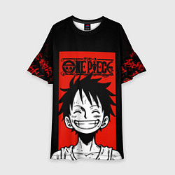 Платье клеш для девочки Ван Пис, Луффи на красном, цвет: 3D-принт