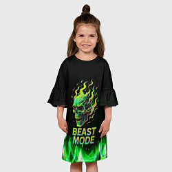Платье клеш для девочки Режим зверя огненный череп, цвет: 3D-принт — фото 2