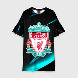 Платье клеш для девочки Liverpool neon stripes, цвет: 3D-принт