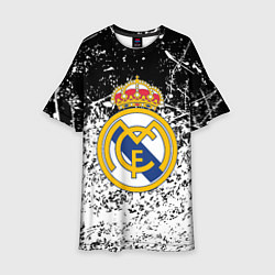 Платье клеш для девочки Реал Мадрид краски, цвет: 3D-принт