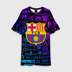 Детское платье Барселона неоновые логотипы игр