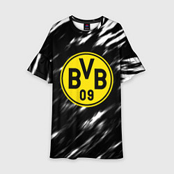 Платье клеш для девочки Borussia штрихи красок текстура, цвет: 3D-принт