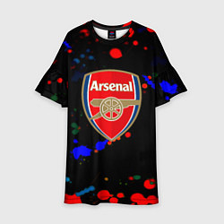 Платье клеш для девочки Arsenal неоновые брызги красок, цвет: 3D-принт