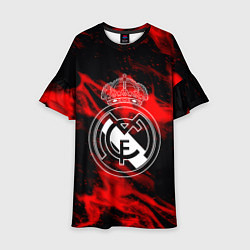 Платье клеш для девочки Real Madrid красный огонь, цвет: 3D-принт