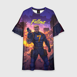 Платье клеш для девочки Fallout седьмой на фоне взрывов, цвет: 3D-принт
