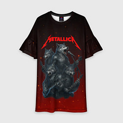 Платье клеш для девочки Metallica в виде волков, цвет: 3D-принт