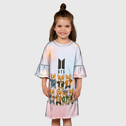 Платье клеш для девочки Корги BTS, цвет: 3D-принт — фото 2