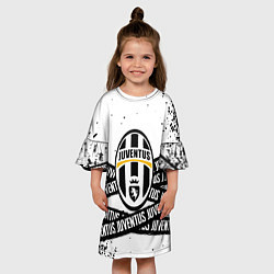 Платье клеш для девочки Ювентус полосы паттерн лого, цвет: 3D-принт — фото 2