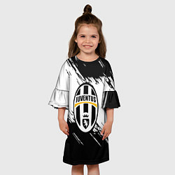 Платье клеш для девочки Ювентус полосы краски текстура, цвет: 3D-принт — фото 2