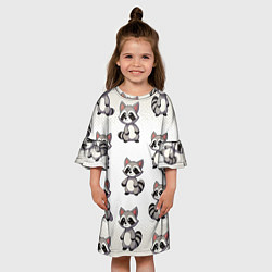 Платье клеш для девочки Много енотов, цвет: 3D-принт — фото 2