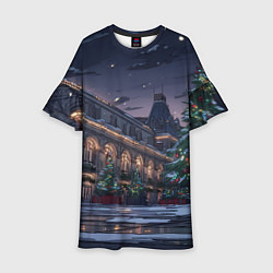 Платье клеш для девочки Новогодняя Московская ночь, цвет: 3D-принт