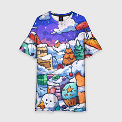 Платье клеш для девочки Новогоднее настроение из сладостей, цвет: 3D-принт