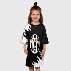 Платье клеш для девочки Juventus белый огонь текстура, цвет: 3D-принт — фото 2