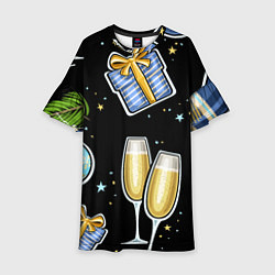 Платье клеш для девочки Новогодний вайб, цвет: 3D-принт