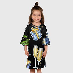 Платье клеш для девочки Новогодний вайб, цвет: 3D-принт — фото 2