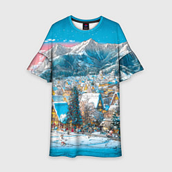 Детское платье Новогодняя деревушка в горах