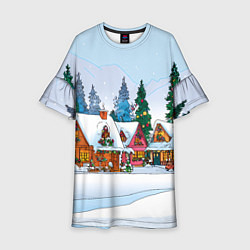 Детское платье Новогодник дворик