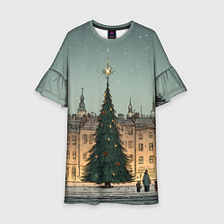 Детское платье Новогодняя елка во дворе