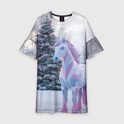 Детское платье Геометрическая новогодняя лошадка