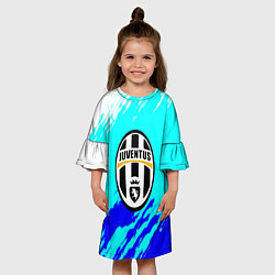 Платье клеш для девочки Ювентус краски штрихи текстура, цвет: 3D-принт — фото 2