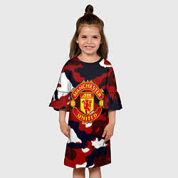 Платье клеш для девочки Манчестер Юнайтед камуфляж, цвет: 3D-принт — фото 2