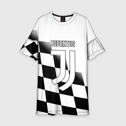 Платье клеш для девочки Ювентус клетка краски, цвет: 3D-принт