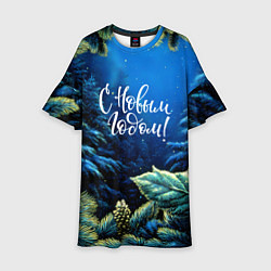 Детское платье С новым годом - елочные ветки