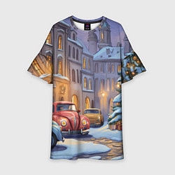 Детское платье Новогодний снежный двор