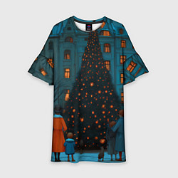 Детское платье Люди встречают новый год во дворе