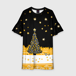 Детское платье Новый год в черно-желтом стиле