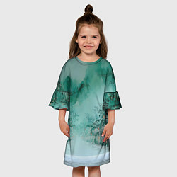 Платье клеш для девочки Новогодняя туманная улица, цвет: 3D-принт — фото 2