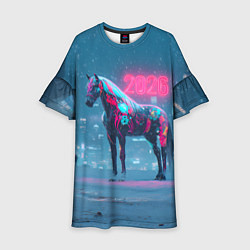Платье клеш для девочки Киберпанк лошадь 2026, цвет: 3D-принт