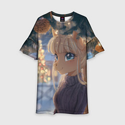 Детское платье Новогодняя анимешная лошадка