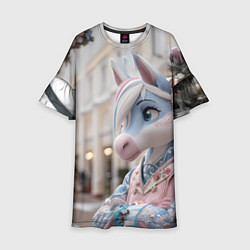 Детское платье Новогодняя лошадка у елки