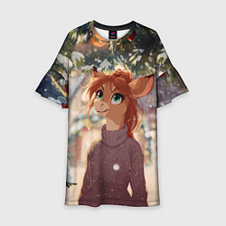 Детское платье Новогодняя аниме лошадка