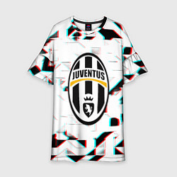 Платье клеш для девочки Ювентус геометрия глитч, цвет: 3D-принт