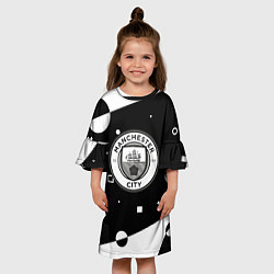 Платье клеш для девочки Манчестер сити геометрия блэк, цвет: 3D-принт — фото 2