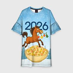 Детское платье Лошадка с гирляндой прыгает через оливье