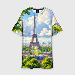 Платье клеш для девочки Эйфелева башня в сердце Парижа, цвет: 3D-принт