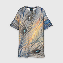 Детское платье Синие перья с самоцветами