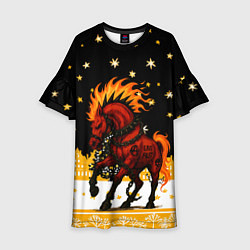 Детское платье Красная огненная лошадь панк 2026