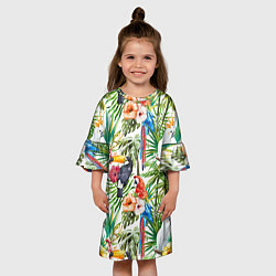 Платье клеш для девочки Попугаи в тропиках цвета 3D-принт — фото 2